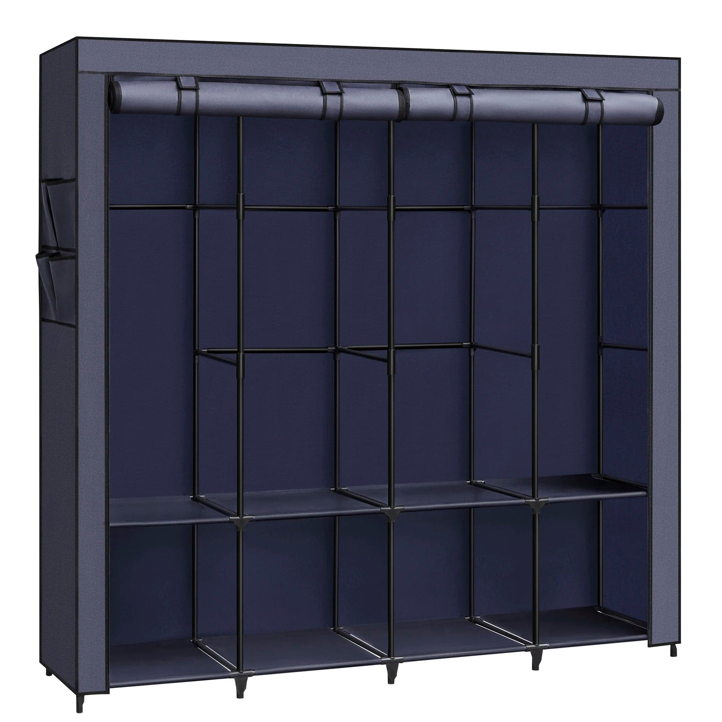 Armoire en toile noire avec barres métalliques – rangement pratique et léger - Aéraly