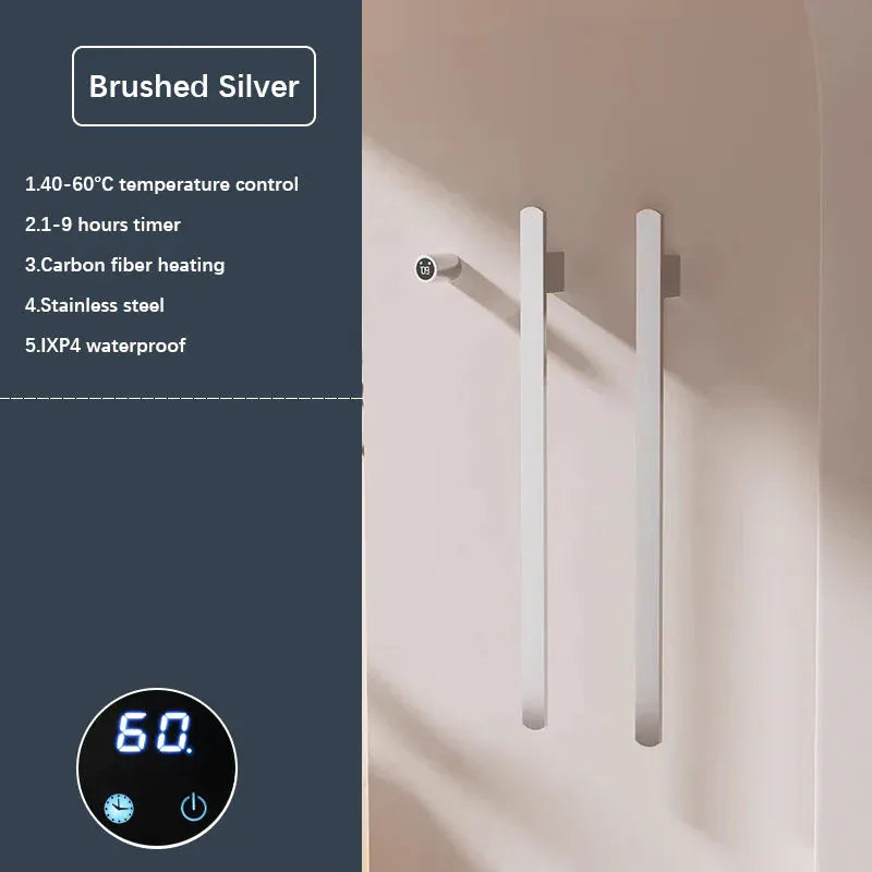 Chauffe-serviettes salle bain wifi 220V / Brossé Silver / Sans wifi