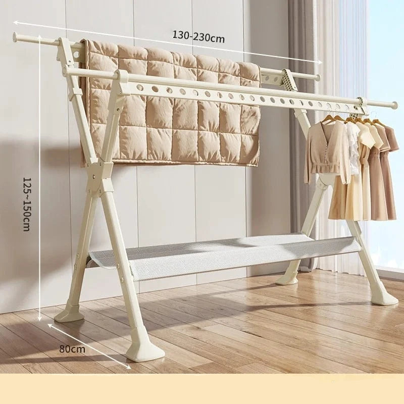 MOD Floor-Standing Household Balcony Folding Clothes Drying Rack Multi-Purpose Indoor And Outdoor Telescopic Clothes Drying Rack Scalable White