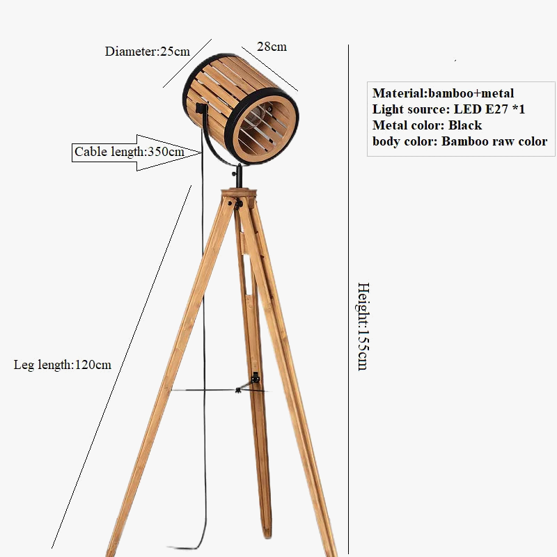 Lampadaire en bois abat-jour suspendu LUCERNA