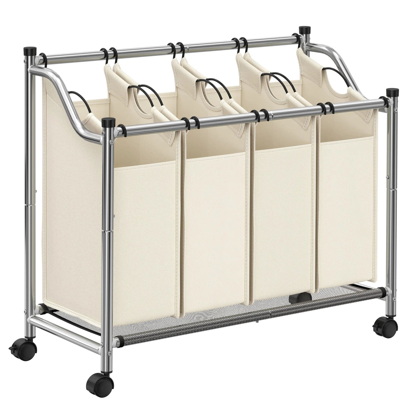 panier à linge 4 compartiments - Bénéficiez d'un rangement pratique et élégant Beige Sable