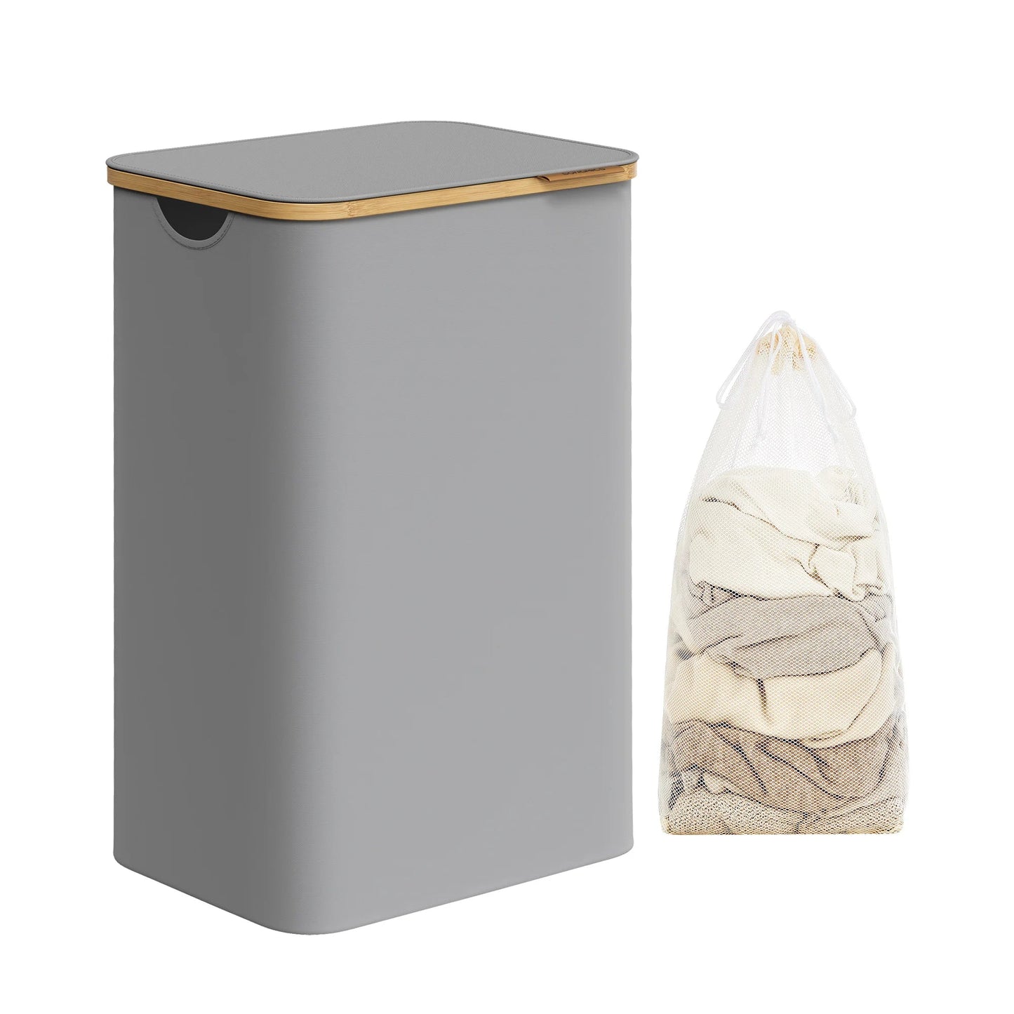 Panier à linge pliable 90L avec couvercle et sac - Aéraly