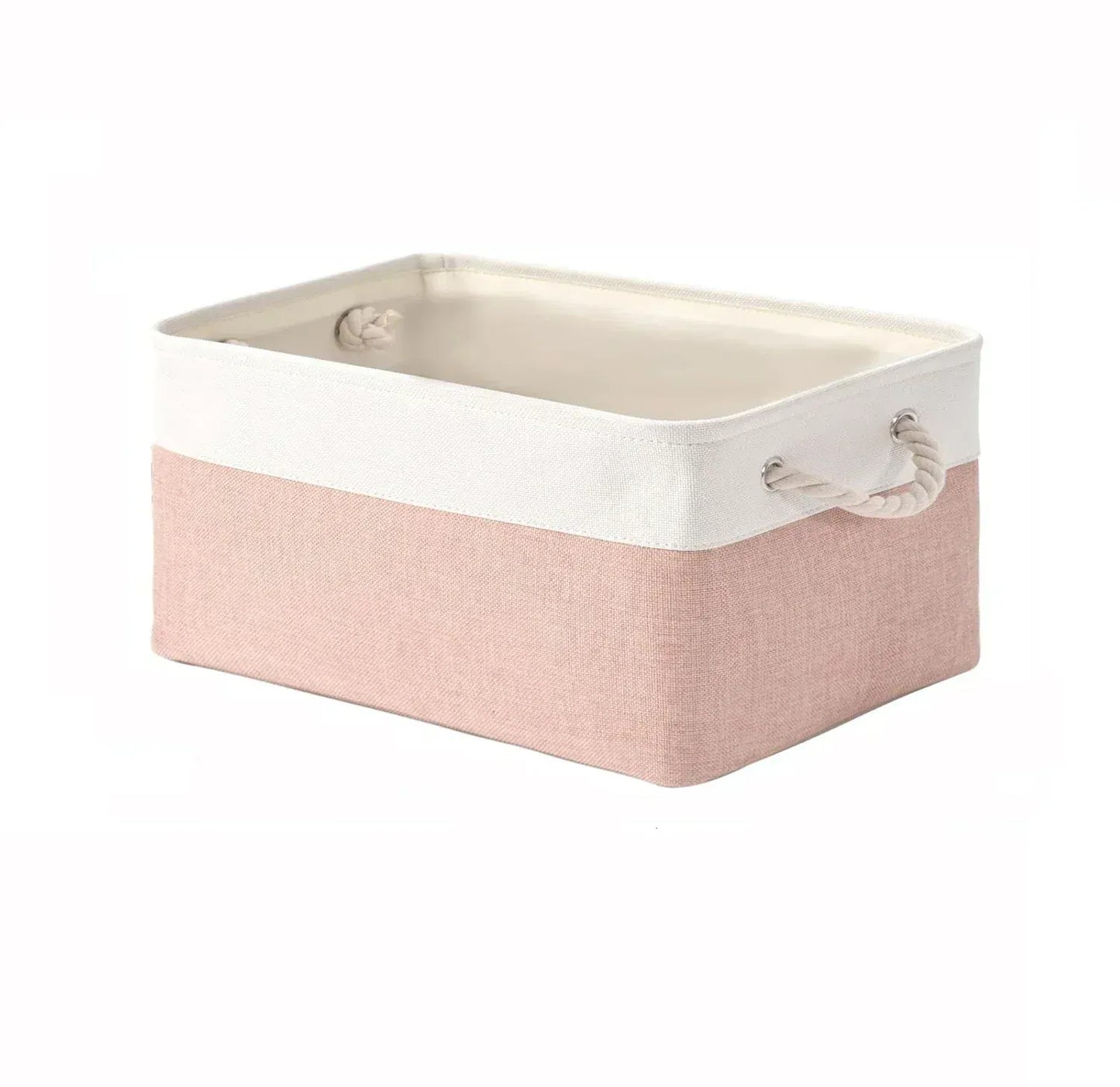 Panier de rangement en tissu avec poignée et grande capacité Blanc/rose / S