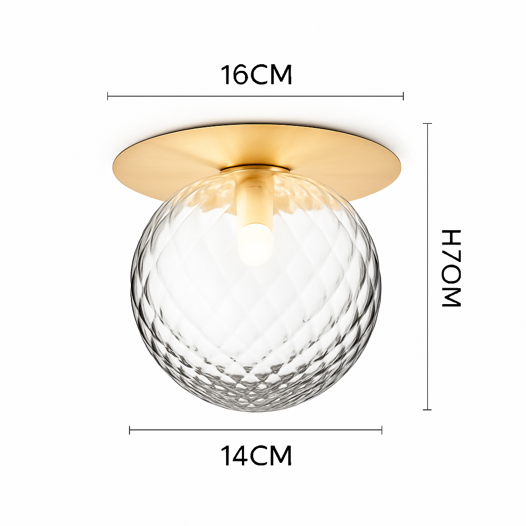 Plafonnier LED rond doré boule en verre AUREOLA