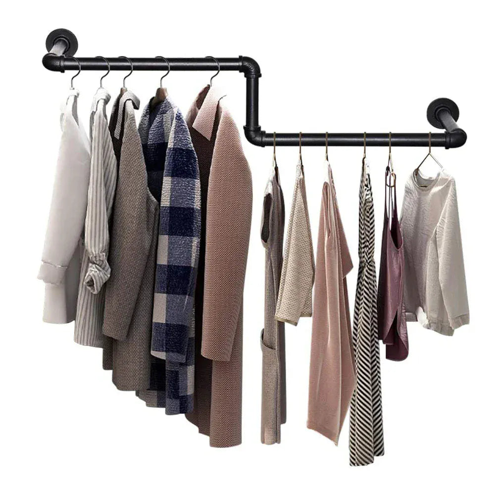 Portant mural pour vêtements style industriel Noir