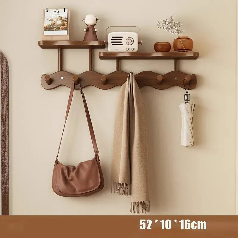 Porte-manteau mural en bois de bambou créatif 6 Crochets N