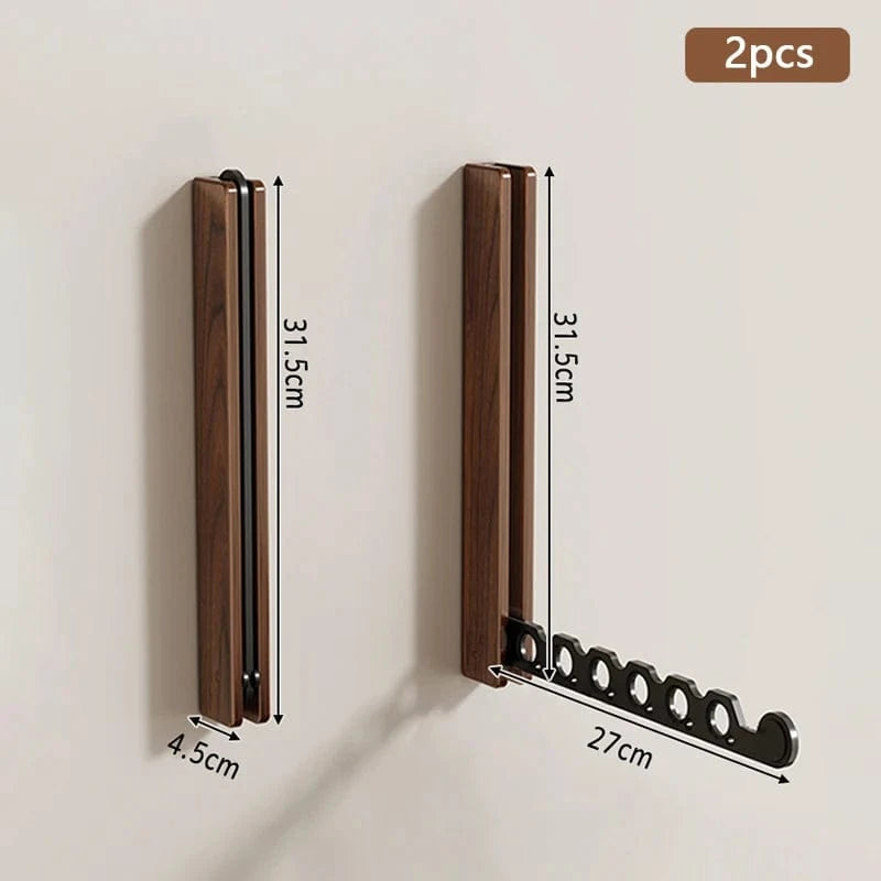 MOD Wood Clothes Hanger Wall Mounted Drying Rack, Collapsible Design, and Invisible Clothing Organizer for Efficient Space Saving Black 2