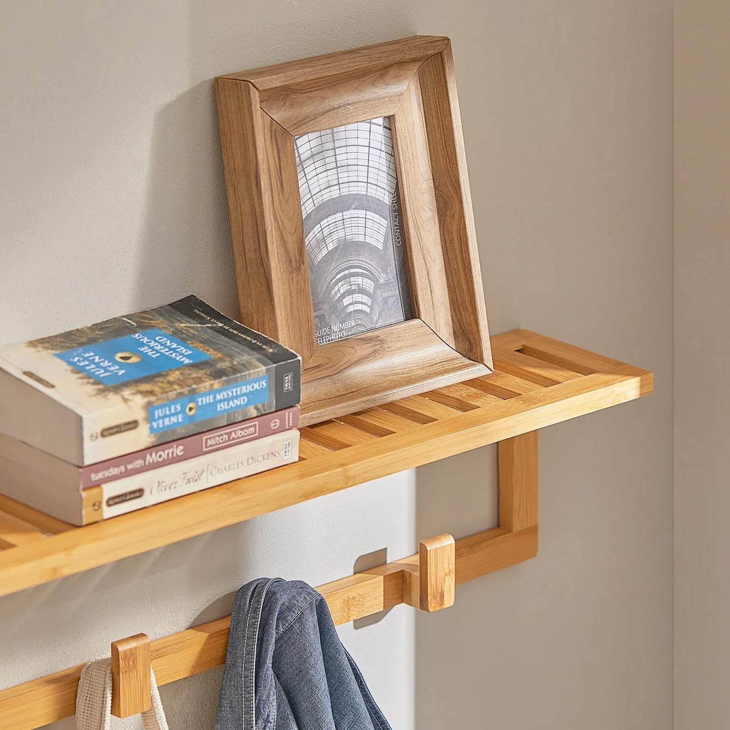 Portemanteau Mural 6 Crochets Bambou - l'organisation pratique et élégante Bois