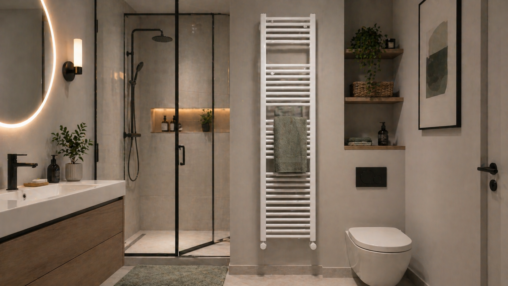 Sèche-serviette vertical : La solution ultime pour les salles de bain étroites ou les studios Bild