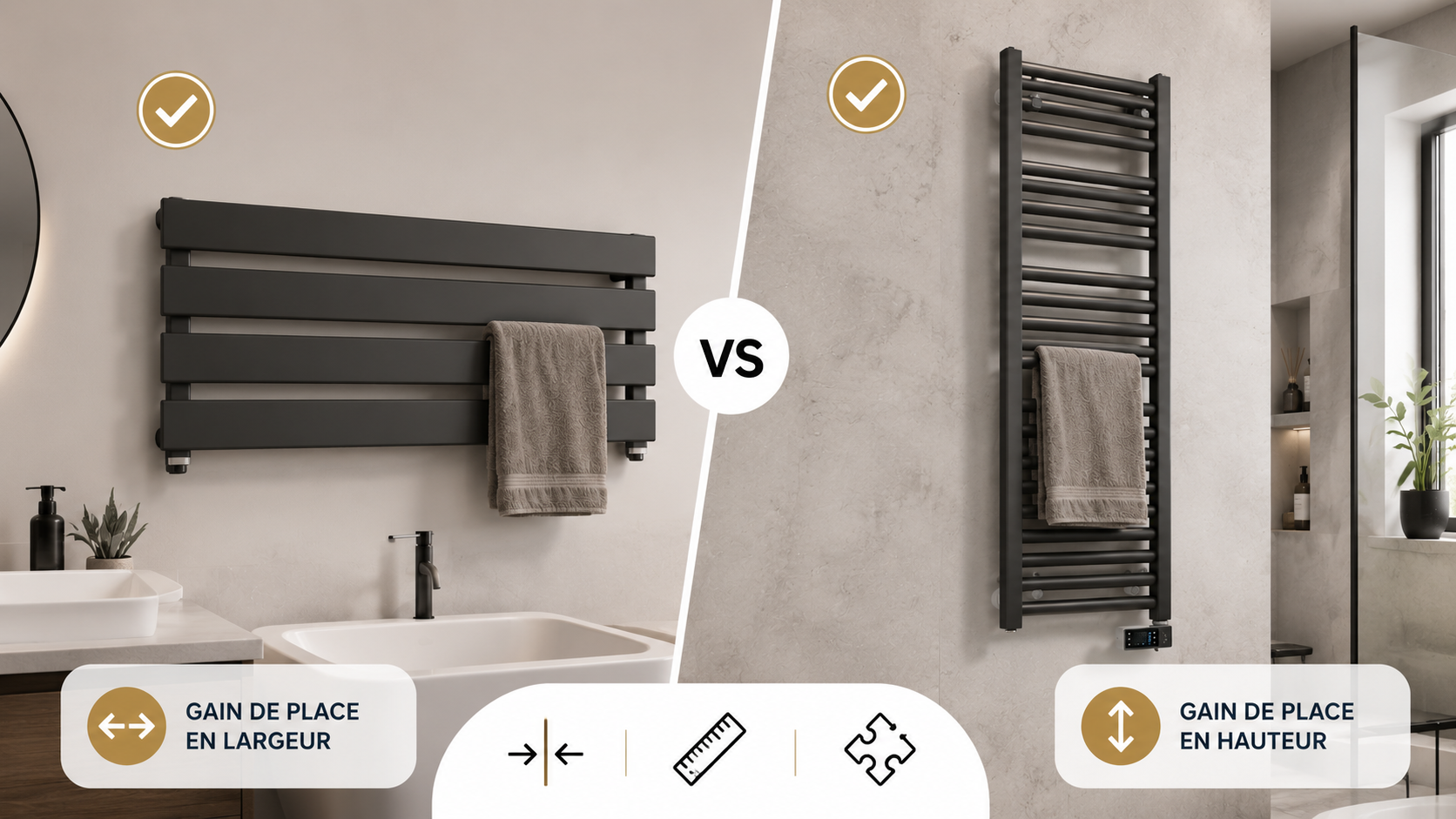 Sèche-serviette horizontal vs vertical : Lequel gain de place ? Bild