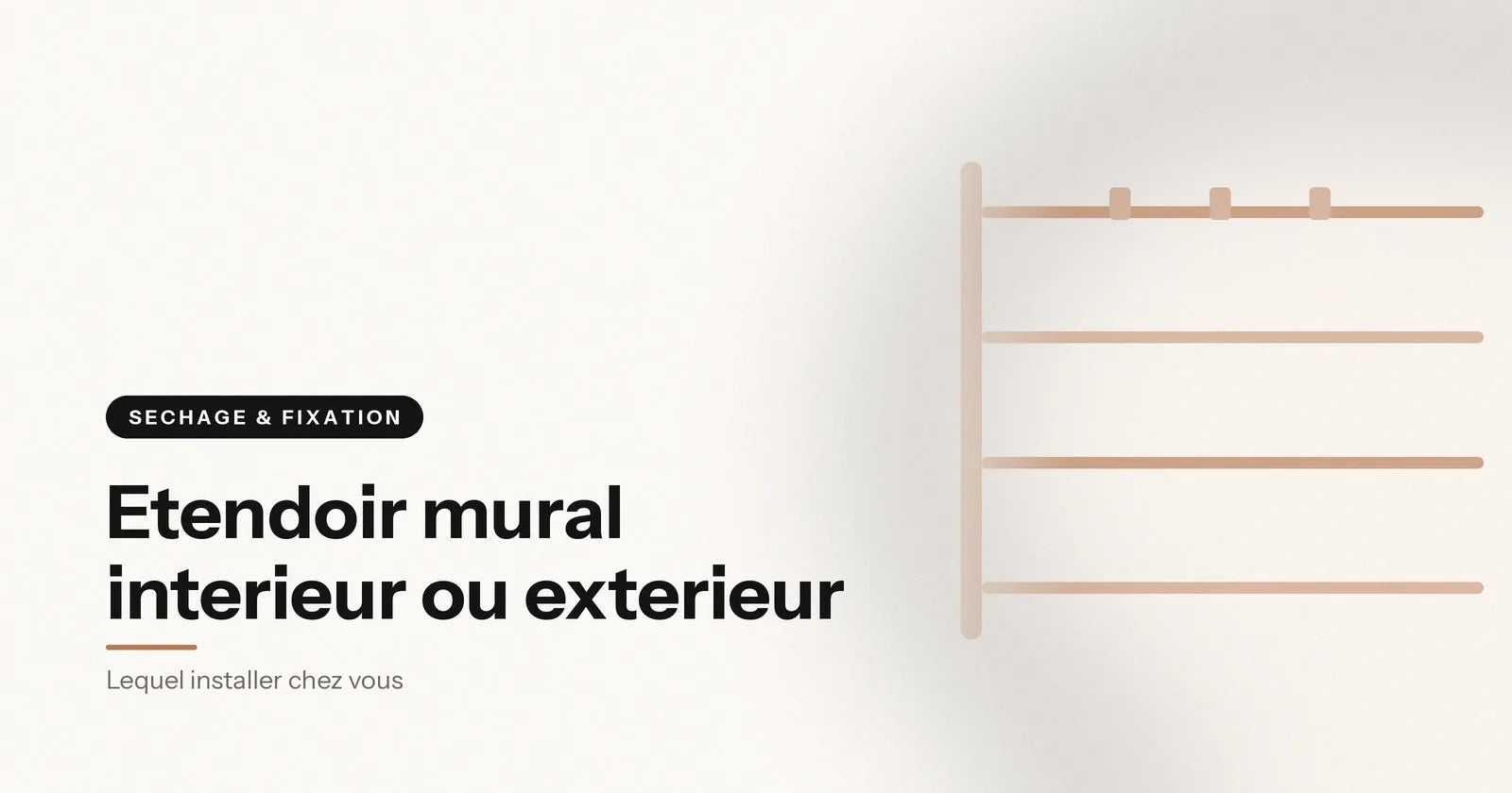 Étendoir mural rabattable déployé contre un mur, illustration Aeraly Bild