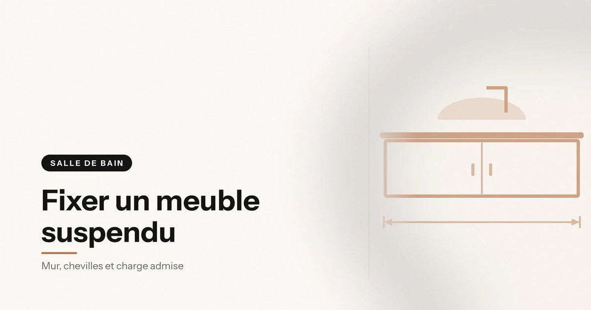 Meuble vasque suspendu au mur avec son plan et sa cote de largeur, illustration Aeraly Image