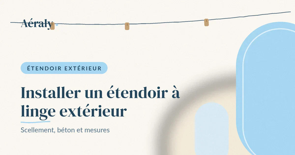 Étendoir à linge extérieur scellé dans un jardin, illustration Aéraly Bild