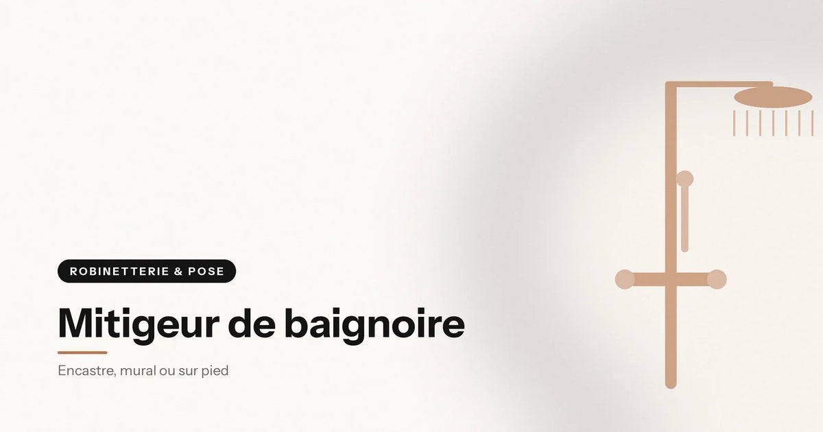 Mitigeur de baignoire mural avec sa douchette et son entraxe, illustration Aeraly Image