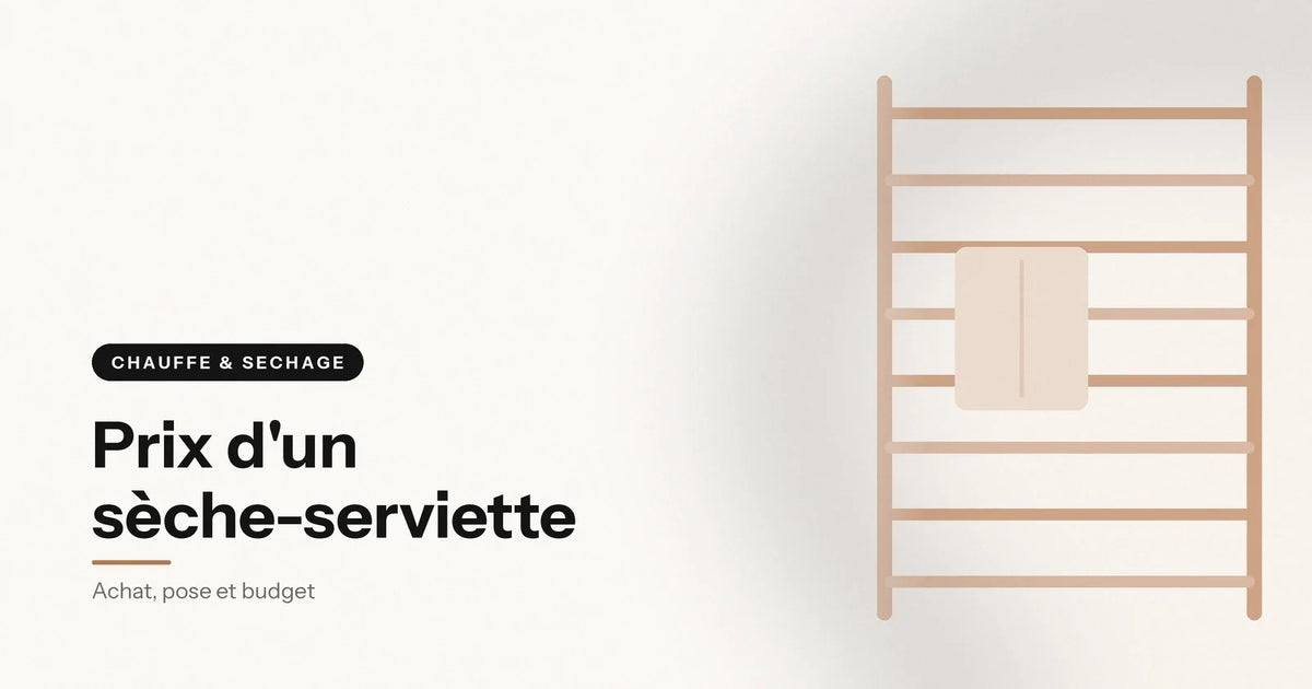 Sèche-serviette électrique à barres avec une serviette pliée, budget de pose, illustration Aeraly Image