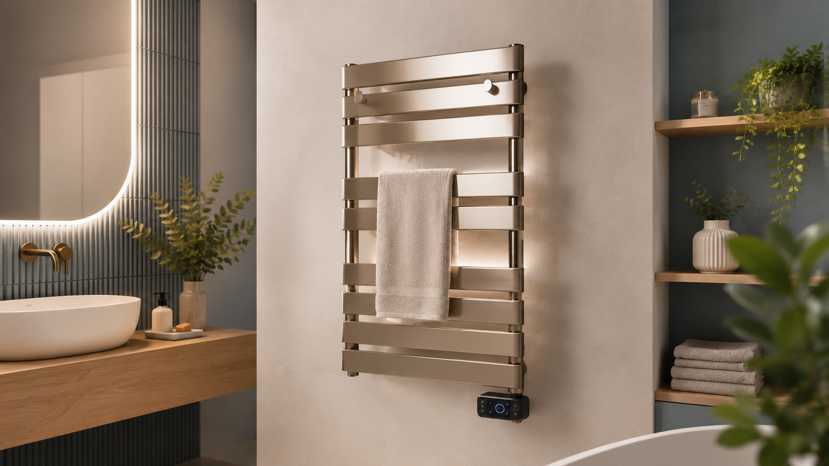 Les avantages du sèche-serviette miroir pour une salle de bain moderne. Bild