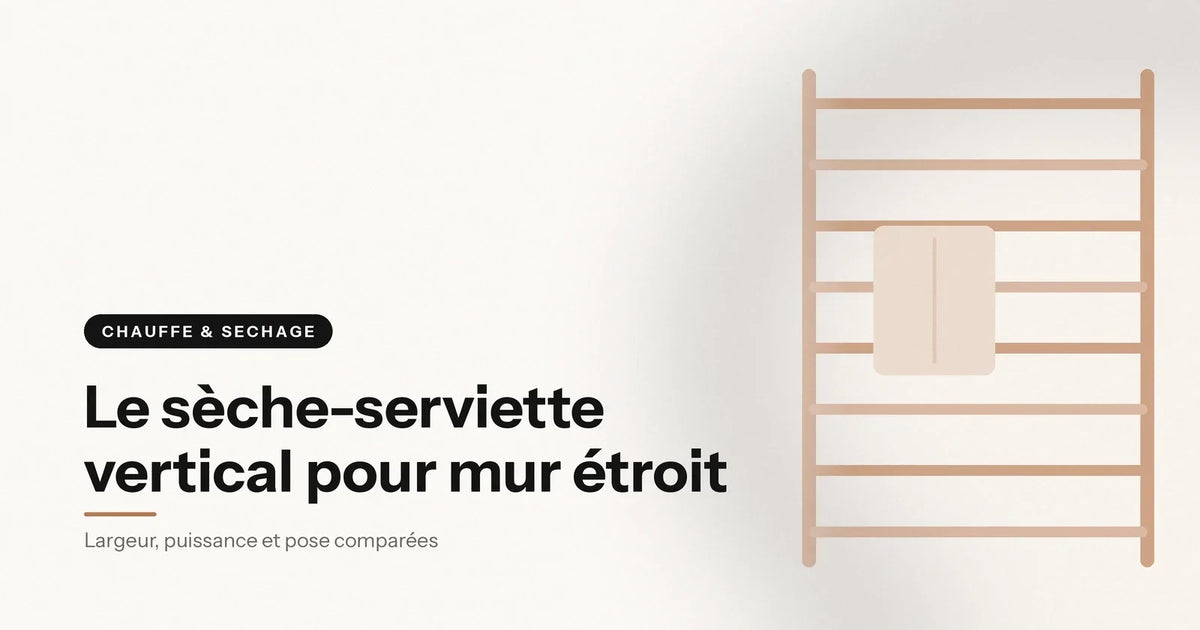 Sèche-serviette mural vertical à huit barres, une serviette pliée posée au milieu, illustration Aeraly Image