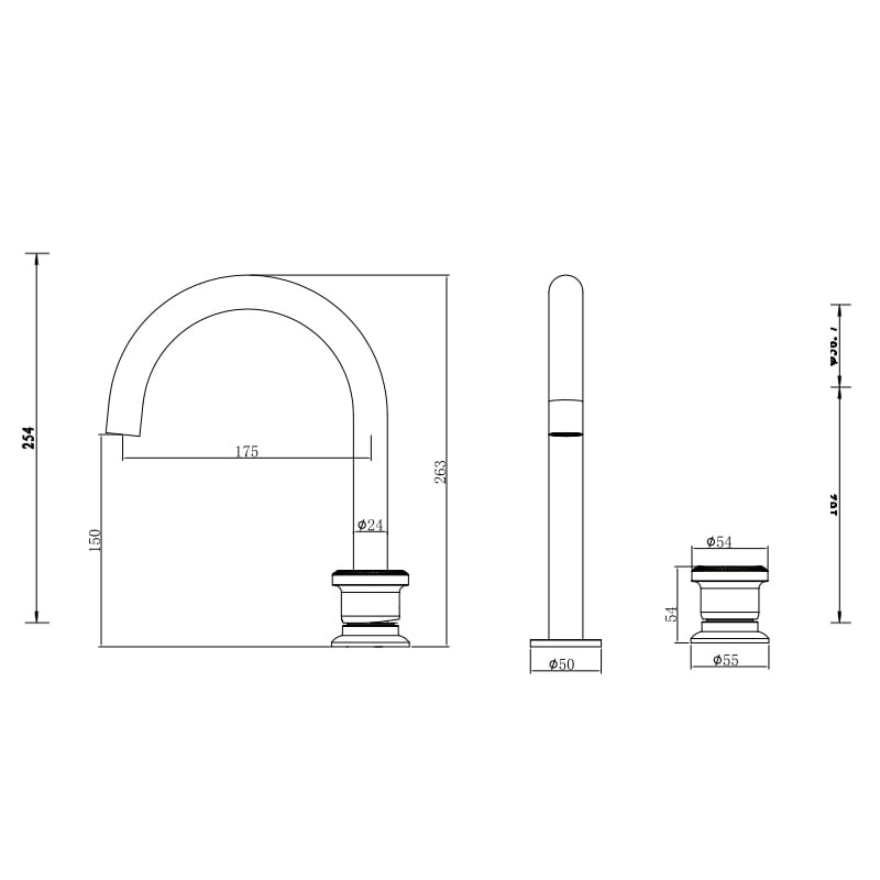 Méridien - Mitigeur lavabo 2 trous, plan coté