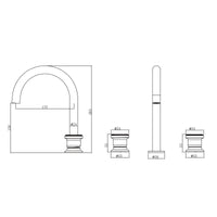 Méridien - Mitigeur lavabo 3 trous, plan coté
