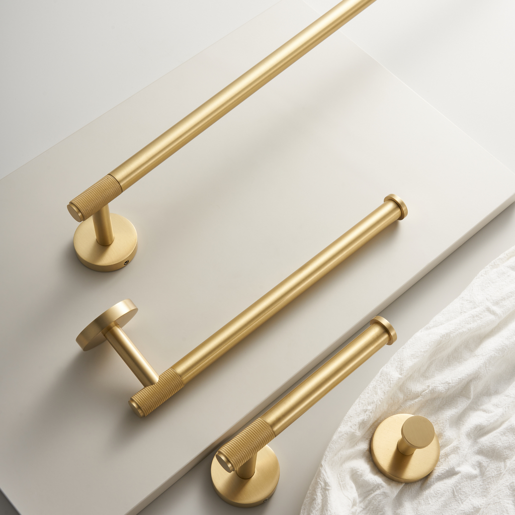 Accessoires de salle de bain laiton massif moleté