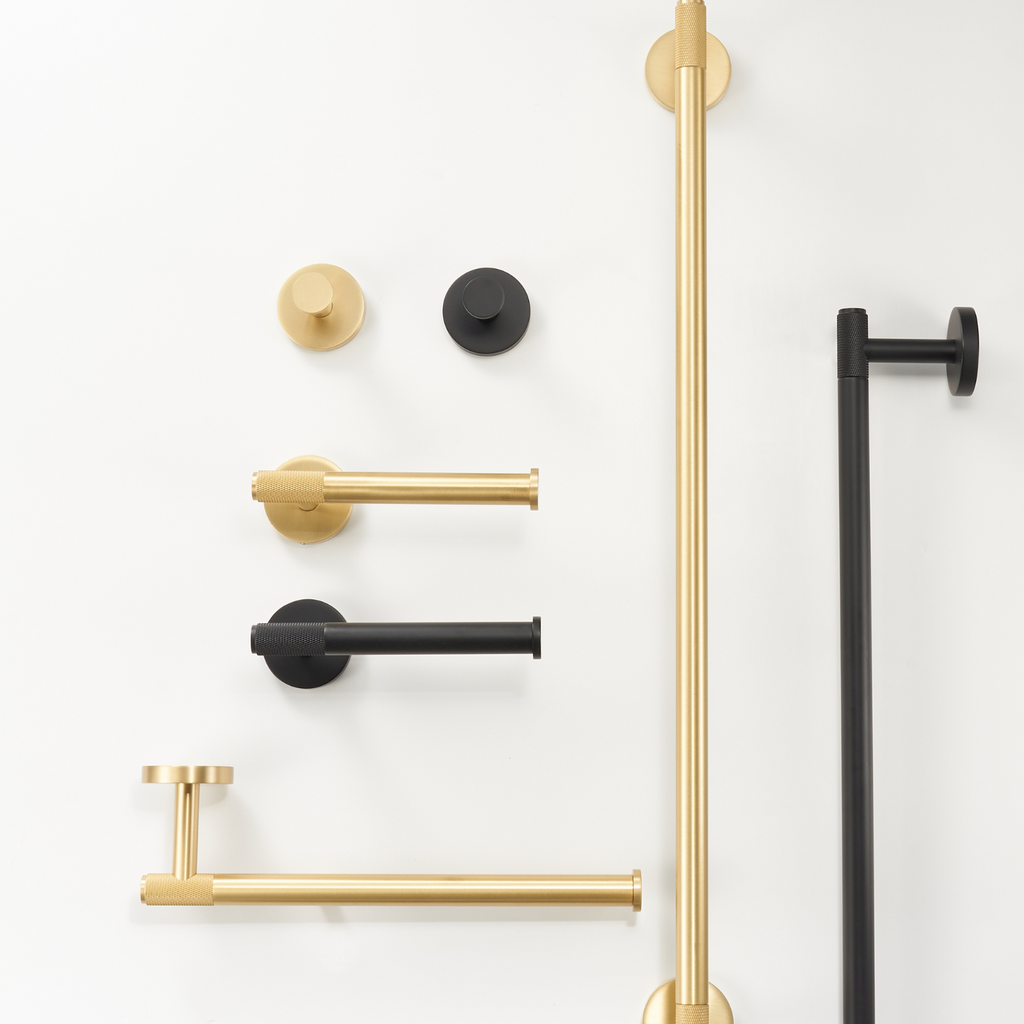 Accessoires de salle de bain laiton massif moleté