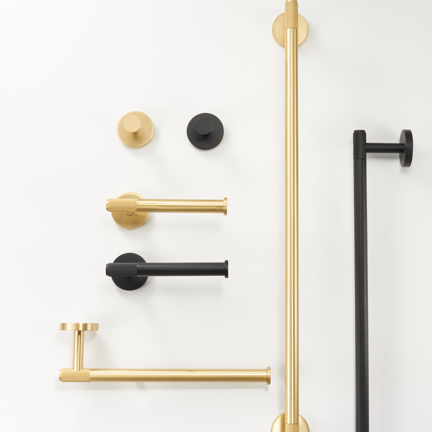 Accessoires de salle de bain laiton massif moleté