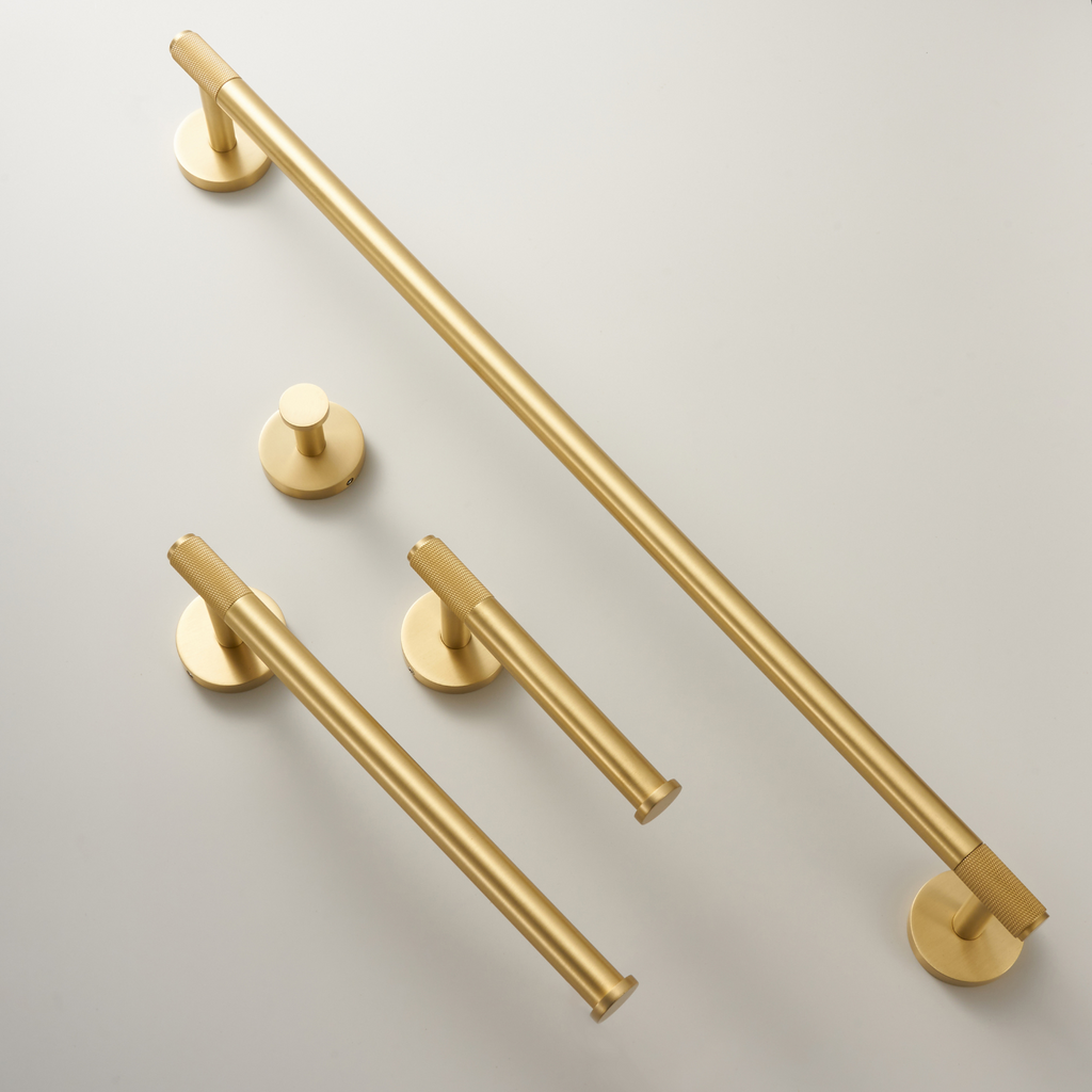 Accessoires de salle de bain laiton massif moleté