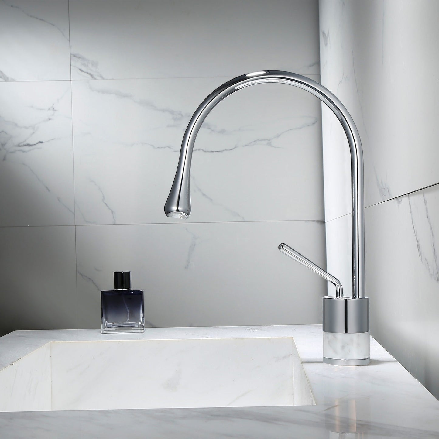 Quarzo Robinet de Lavabo Socle Marbre, 3 Longueurs