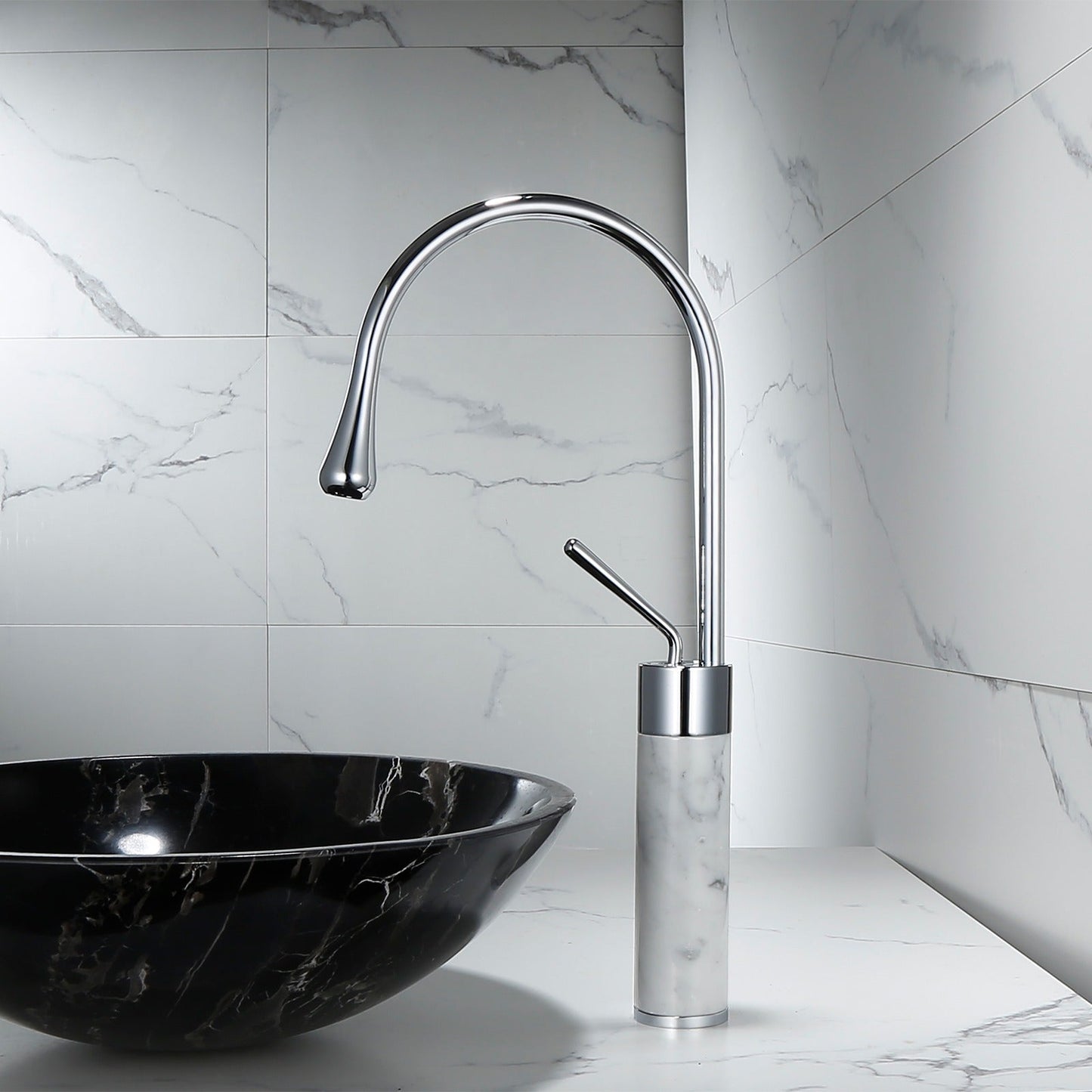 Quarzo Robinet de Lavabo Socle Marbre, 3 Longueurs