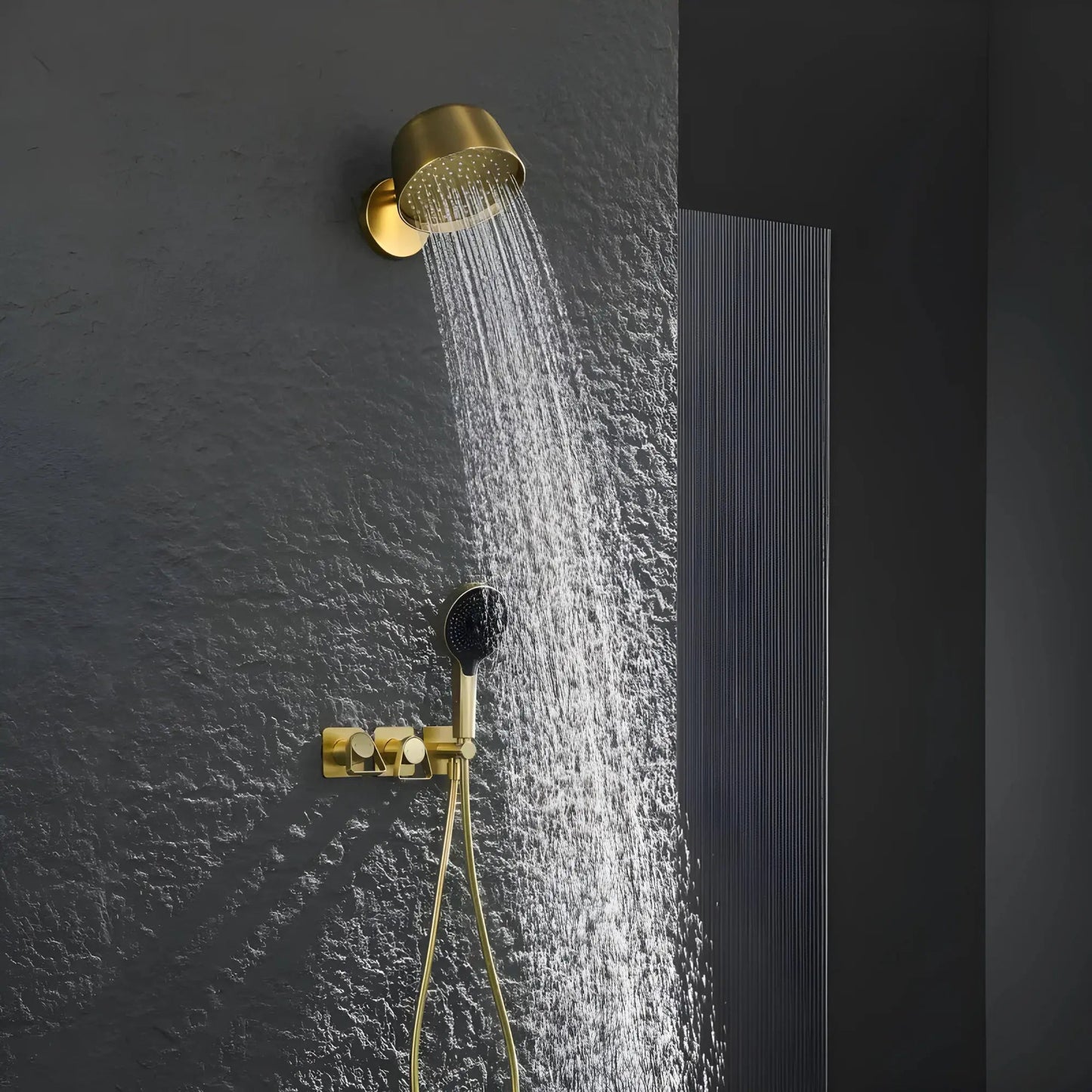 Mitigeur de Douche mural or brossé