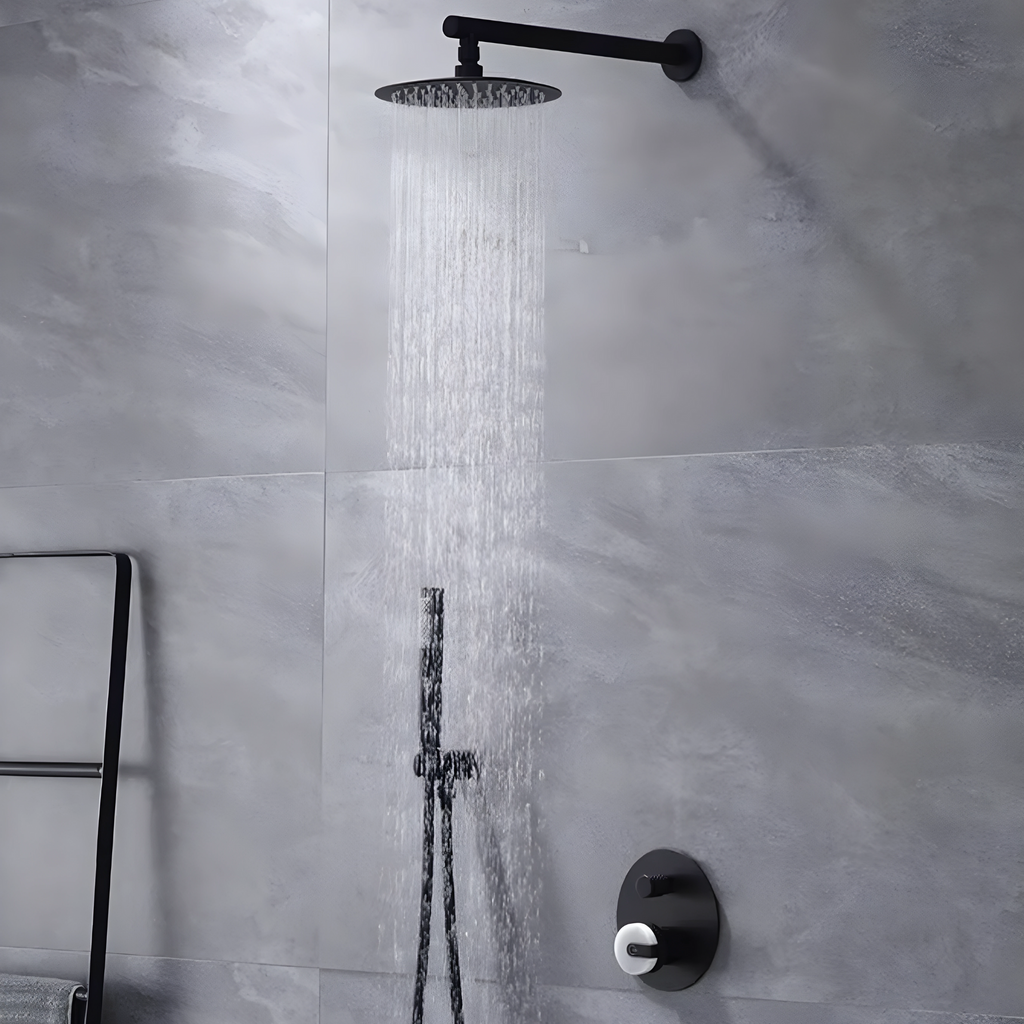 Colonne de douche noir mat molettes en marbre