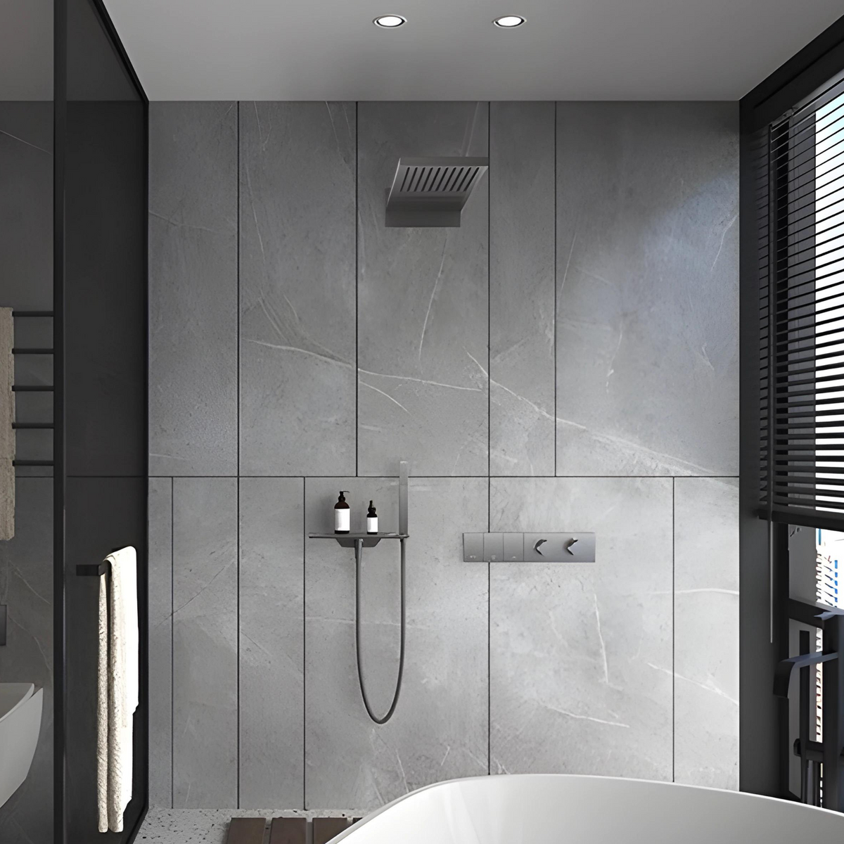 Colonne de douche avec tablette en ardoise