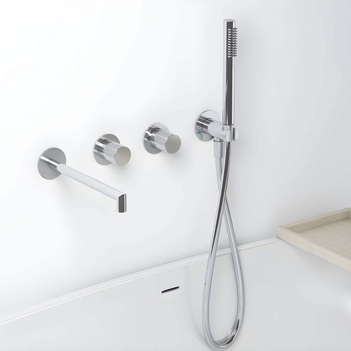 Robinet de baignoire encastré finition striée