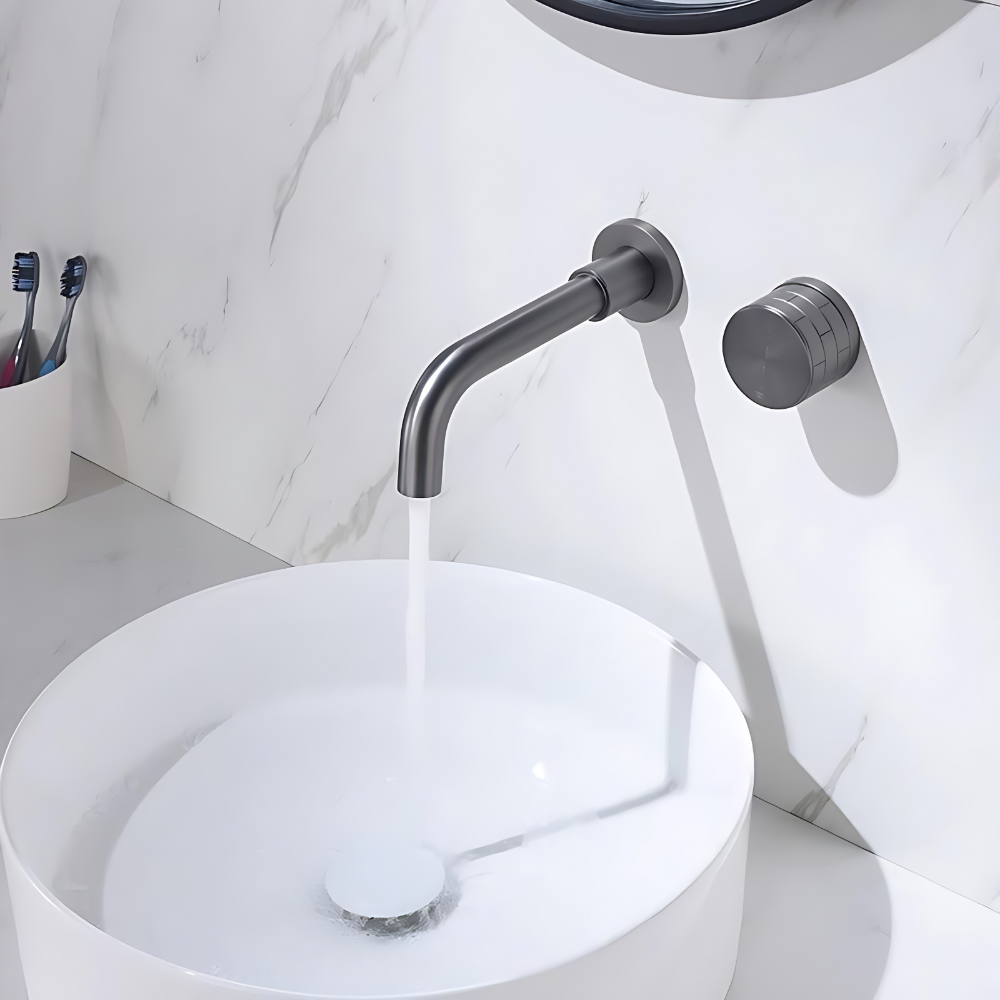 Azzurrite Robinet de Lavabo Mural, Laiton Massif, 5 Finitions