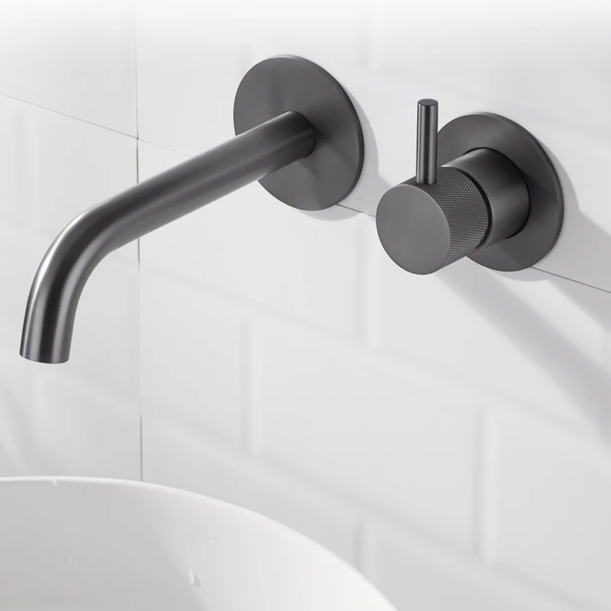 Calcedonio Robinet de Lavabo Mural Moleté, 4 Finitions