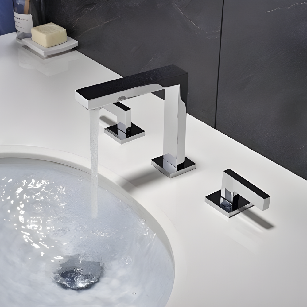 Ossidiana Mitigeur de Lavabo Trois Trous, Laiton Massif, 6 Finitions