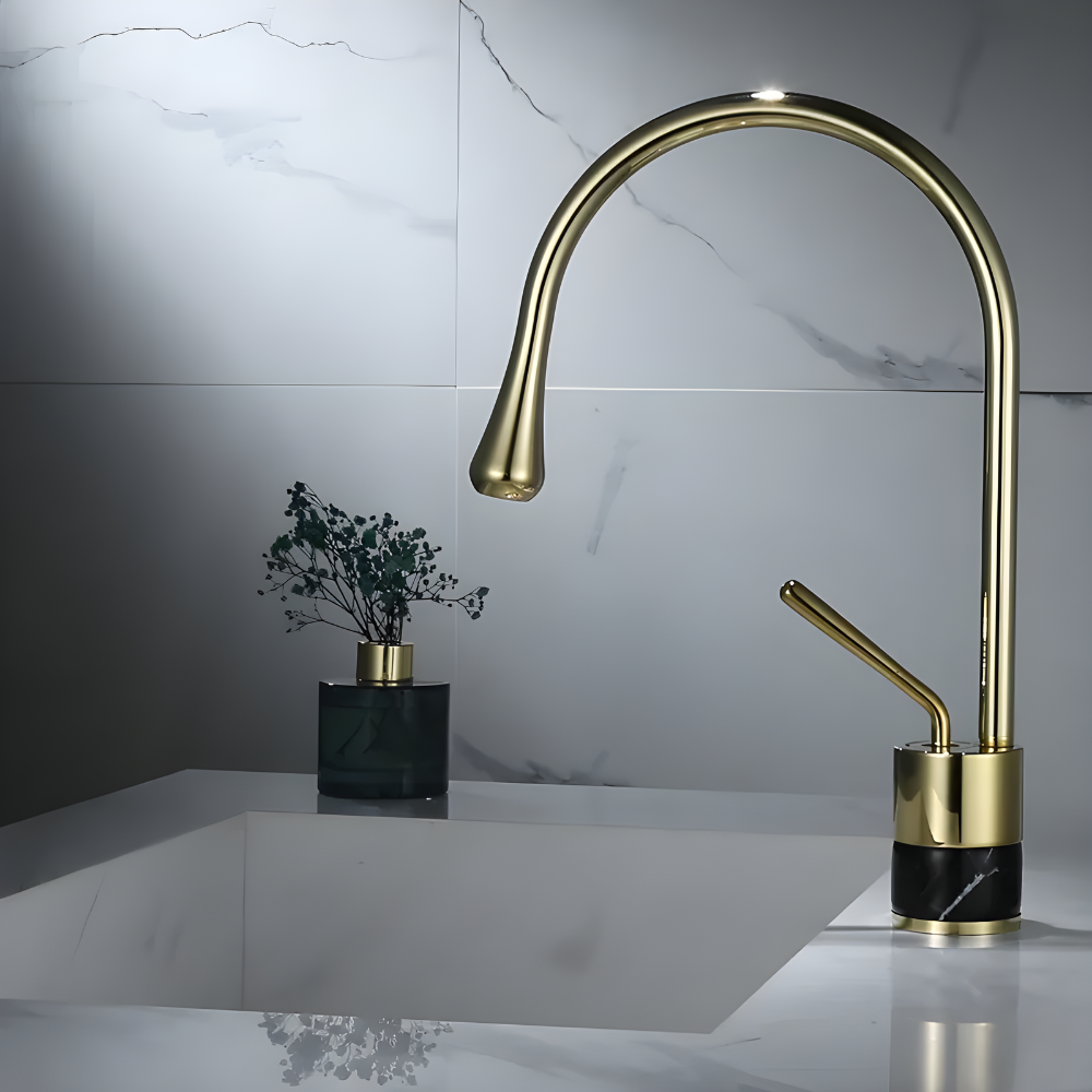 Quarzo Robinet de Lavabo Socle Marbre, 3 Longueurs