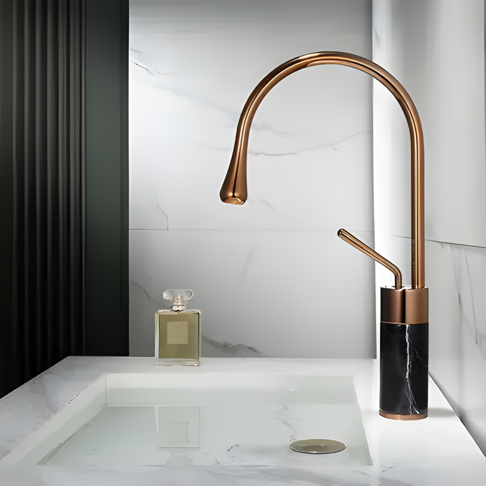 Quarzo Robinet de Lavabo Socle Marbre, 3 Longueurs