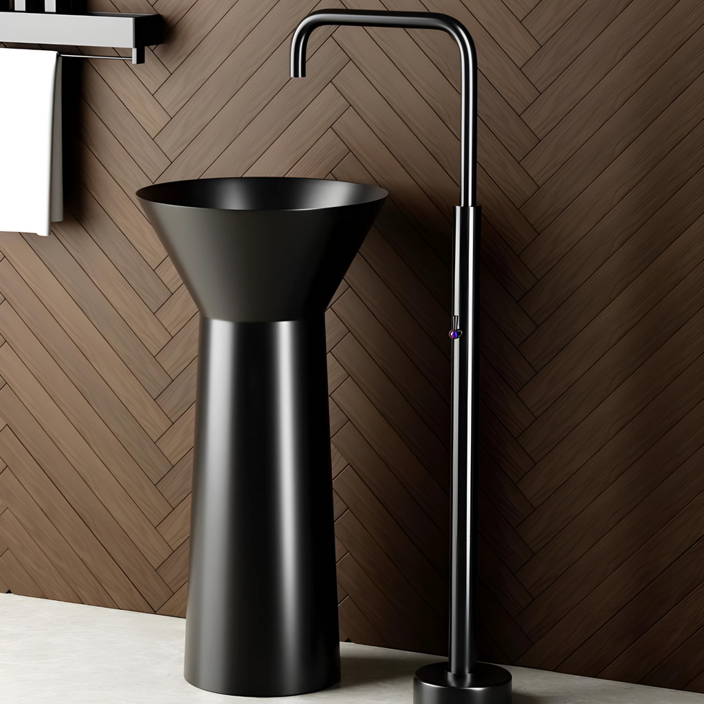 Vasque sur pied ronde format compact