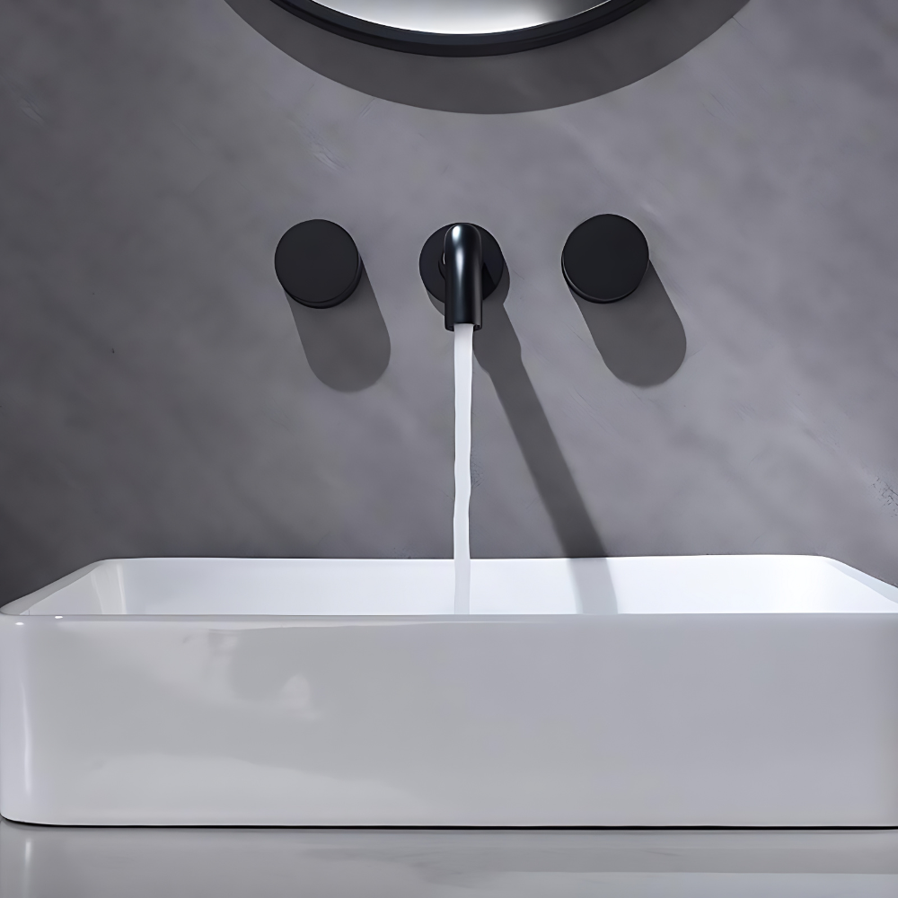 Azzurrite Robinet de Lavabo Mural, Laiton Massif, 5 Finitions