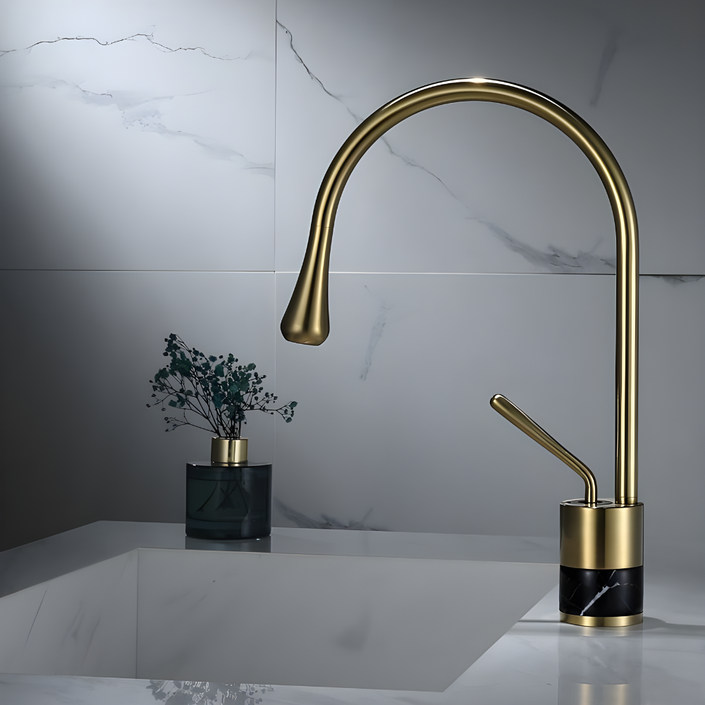 Quarzo Robinet de Lavabo Socle Marbre, 3 Longueurs