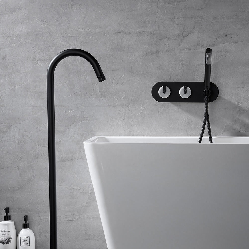 Ematite Robinet de Baignoire sur Pied, Molettes en Marbre