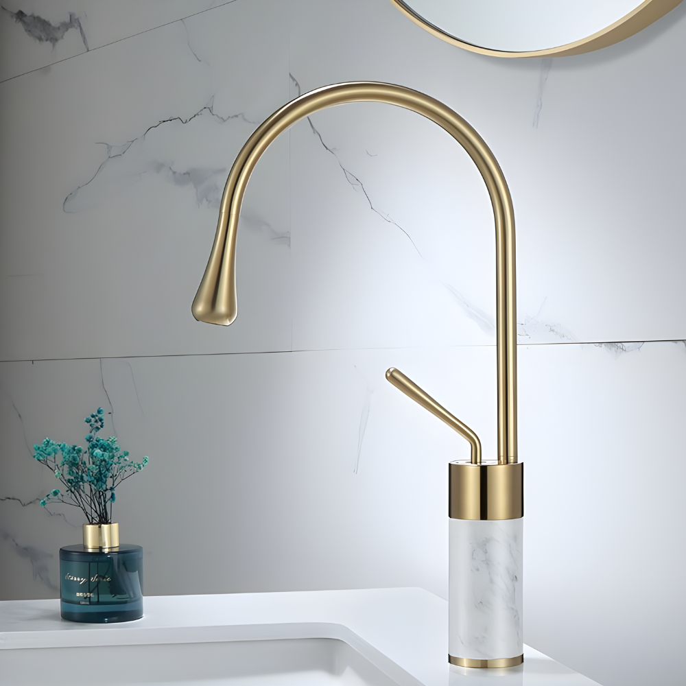 Quarzo Robinet de Lavabo Socle Marbre, 3 Longueurs