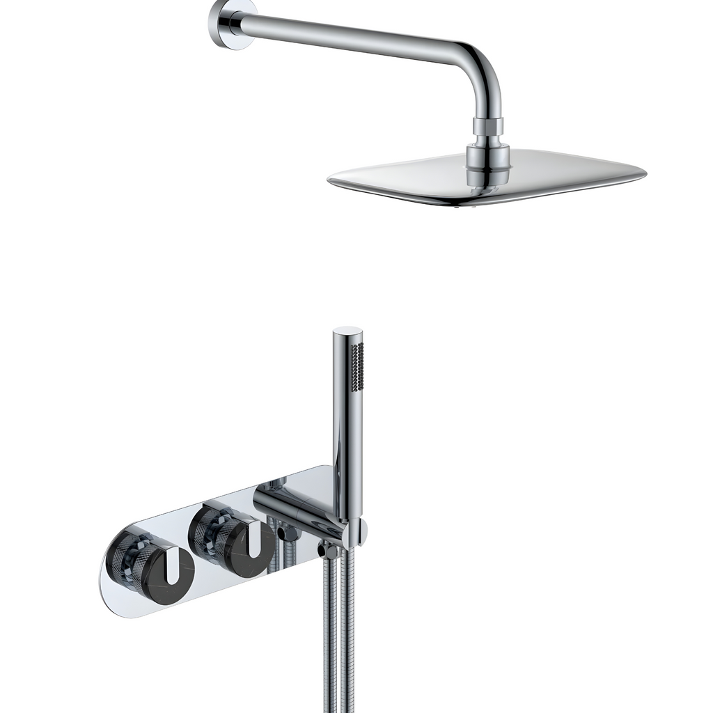 Colonne de douche double commande molettes en marbre
