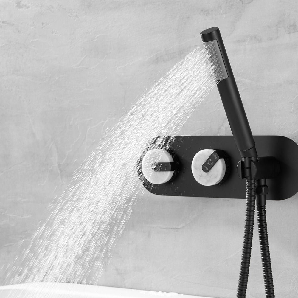 Ematite Robinet de Baignoire sur Pied, Molettes en Marbre