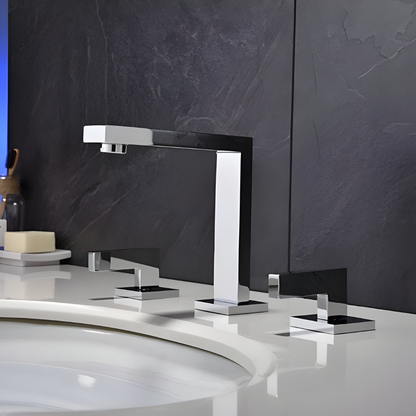 Ossidiana Mitigeur de Lavabo Trois Trous, Laiton Massif, 6 Finitions
