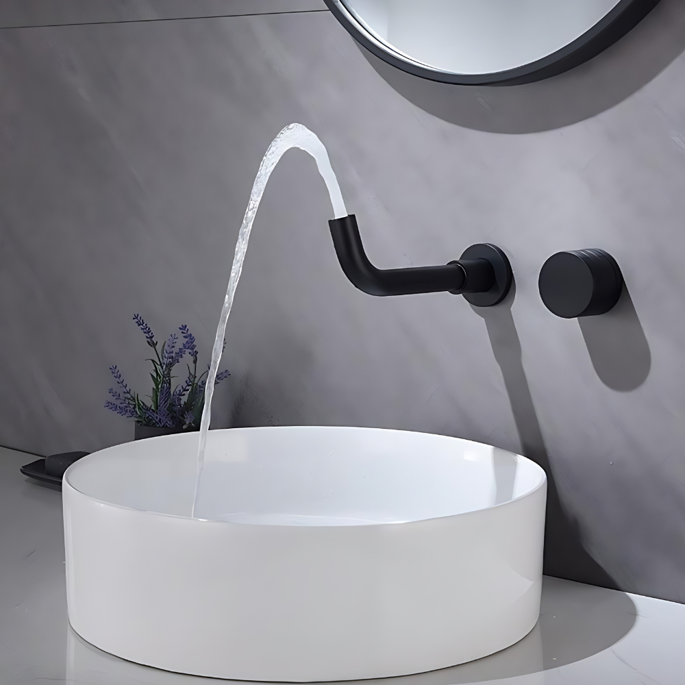 Azzurrite Robinet de Lavabo Mural, Laiton Massif, 5 Finitions