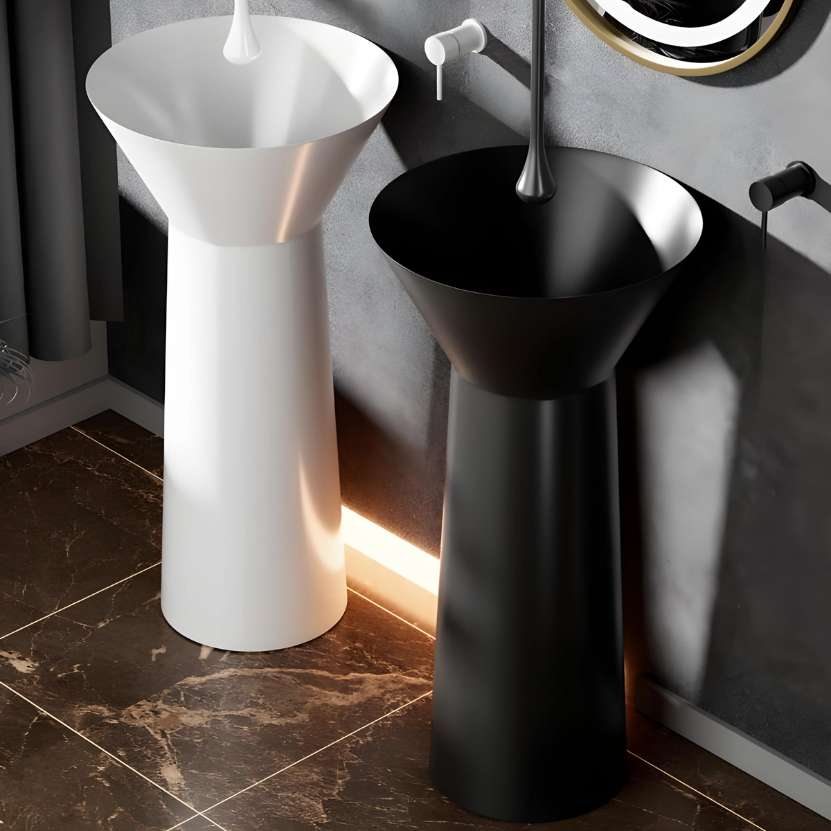 Vasque sur pied ronde format compact