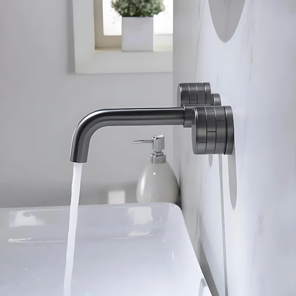 Azzurrite Robinet de Lavabo Mural, Laiton Massif, 5 Finitions
