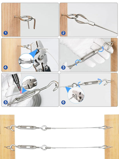 Kit câble inox 304 avec tendeurs - Corde à linge extérieure